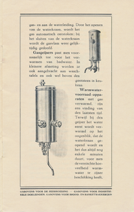 710491 Brochure ‘De Warmtevoorziening in Huizen, Hotels, Restaurants, Fabrieken, Ziekenhuizen, enz.’, uitgegeven door ...